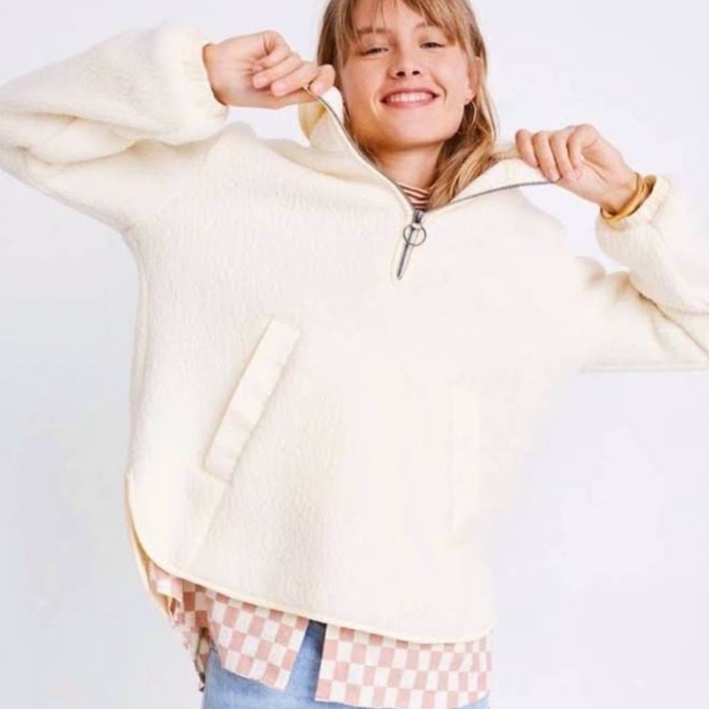 NWOT madewell quarter zip sherpa fleece pullover